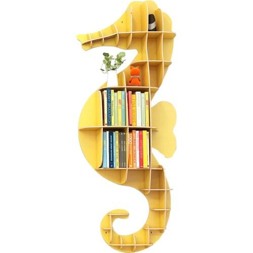 Nordic Hippocampus Wall-mounted Rack Storage Shelf Bookshelf Living Room Shop Background Wall Decorations Shelves