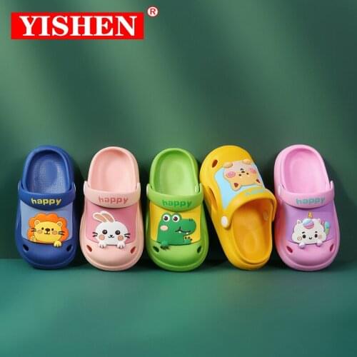 YISHEN Kids Slippers Children Baby Home Garden Slippers Waterproof Breathable Non-slip Boys Girls Home Cartoon Sandals Shoes