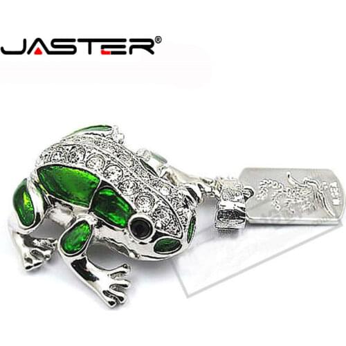 JASTER metal frog USB 2.0 flash memory with keychain 64GB 32GB 16GB 8GB 4GB gift beautiful with diamonds cute