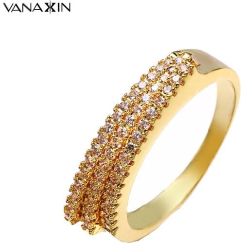 VANAXIN Women Rings White Rose Yellow Zircons Cubic Zirconia Stone Charms Cute Ladies Copper Jewelry Engagement Jewellery Box
