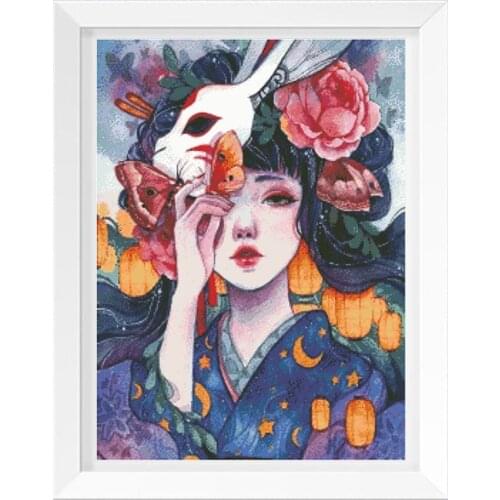 Butterfly Girl Patterns Cross Stitch Kits Printed Fabric Embroidery Needlework Sets 11CT 14CT DIY Home Fun Decorations Paintings