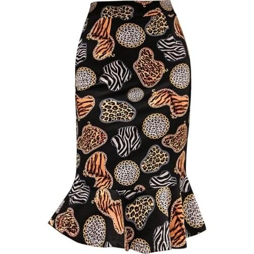 Womens Skirts Mid-Calf Empire Ruffles Print Office Lady Cotton Womens Skirts 2020 Summer New Koeran Plus Size Women Sexy Skirt