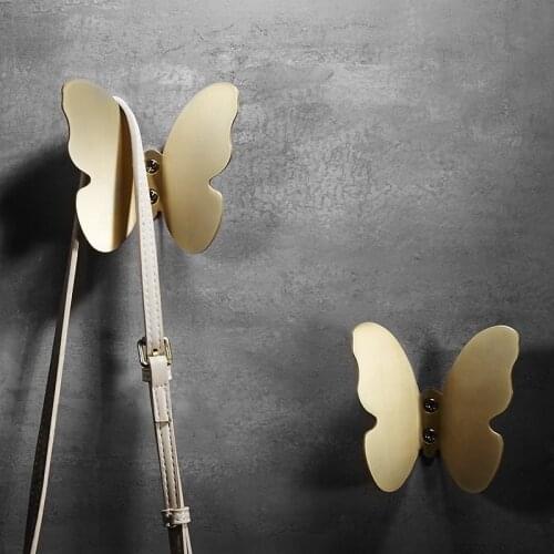 020 Butterfly Gold Hook for Wall Coat Hooks Brass Bathroom Hook Wall Mount Hook Hat Hook Hanger