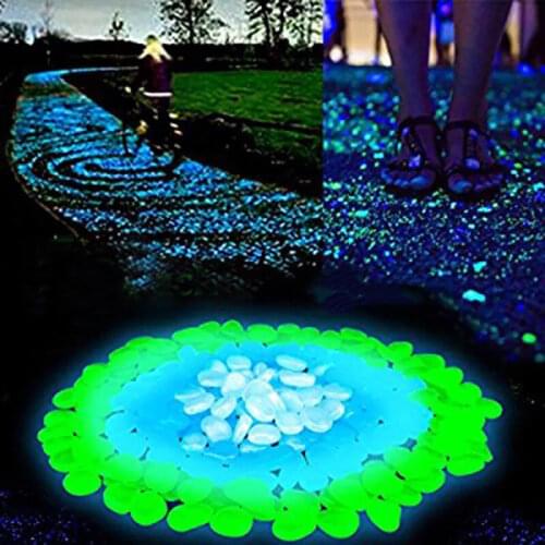 100/200PCS Glow In The Dark Garden Pebbles Glow Stones Rocks for Garden Walkways Garden Luminous Stones Garden Decoration