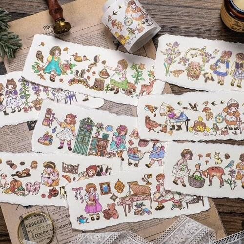 12PCS/LOT forest girl series stationery sticker Creative decoration DIY shared outfit tape paper masking washi sticker
