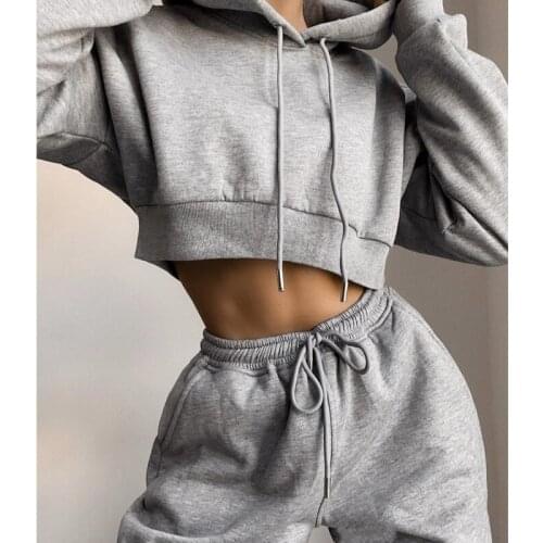 2021 Women plus vevlet Sweat Suits For Ladies Crop Top Hoodie And Jogger Sets Tracksuit For Black 2Piece Set Outfits Pants