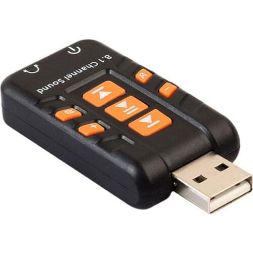 3D audio adapter USB 2.0 8.1 channel portable computer external sound card (for PC) headphone amplifier song change listening