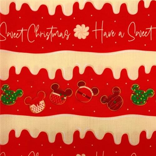 50*145cm Christmas biscuit mouse Polyester Cotton Fabric Material Patchwork Sewing Quilting Needlework DIY Cloth