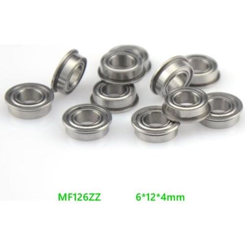 50pcs/lot Flanged bearing MF126ZZ / LF1260ZZ miniature flange ball bearings 6*12*4 mm