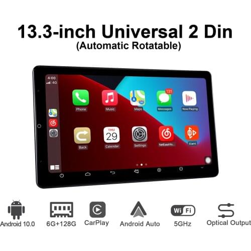 13.3" Android Car Radio Stereo 2 din Universal Autoradio HD 1920*1080 6GB 128GB Head Unit Multimedia Player Automatic Rotatable