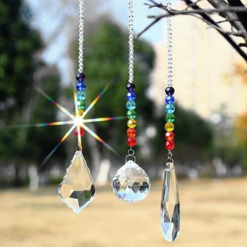 Shiny Glass Crystal Prism DIY Pendant Chandelier Jewelry Sun catcher Spacer Faceted Home Wedding Garden Decoration Outdoor