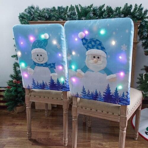 LED New Christmas Luminous Night lights Santa Snowman Chair Cover Stool Cover Christmas Decoration Chair Cover