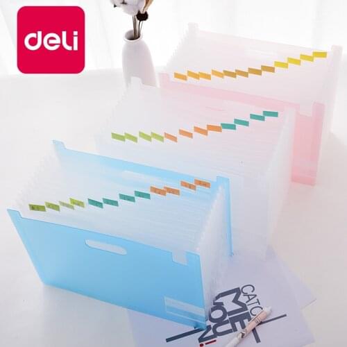 Deli 1PC Pockets 13 Grid Expanding File Folder A4 Organizer Portable Business File Office Supplies Document Holder Accordion Bag
