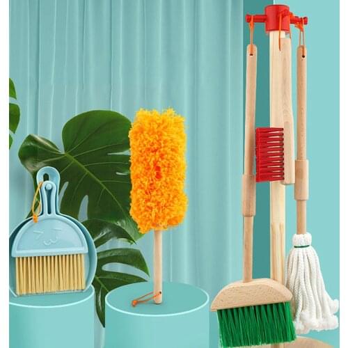 Children Wooden Housekeeping Training Pretend Play Cleaning Sets Early Eudcational Toys Kids Girls Boys Gifts For The New Year