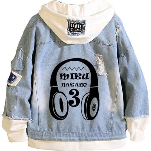 The Quintessential Quintuplets Anime Denim Jacket Harajuku Hooded Jeans Nakano Miku Cosplay Sweatshirt Punk Unisex Hoodies