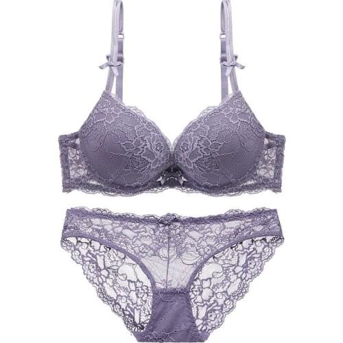 French Underwear Women Bra Set Sexy push up Lingerie Set Transparent Lace Bras For Women Lace bralette