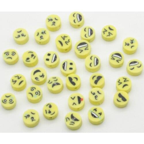 30Pcs Happy Face Fruit Candy Heart Flower Shape Clay Beads for Diy Bracelet Jewelry Making