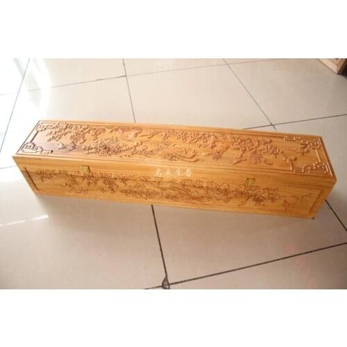 Dongyang wood carving camphorwood box wood box and box jewelry box packing box 20*120 collection of painting and calligraphy