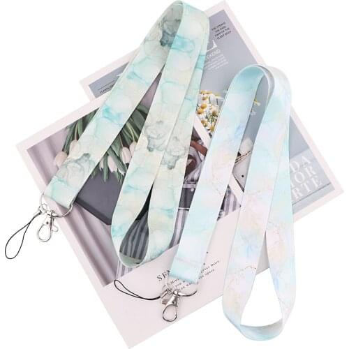 ER740 Marble Pattern Creative Lanyard Badge ID Lanyards Mobile Phone Rope Key Lanyard Neck Straps Accessories