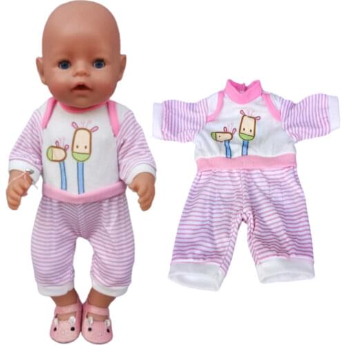 43cm Baby Doll shirt tousers with hat for baby doll wears children girl toys clothes