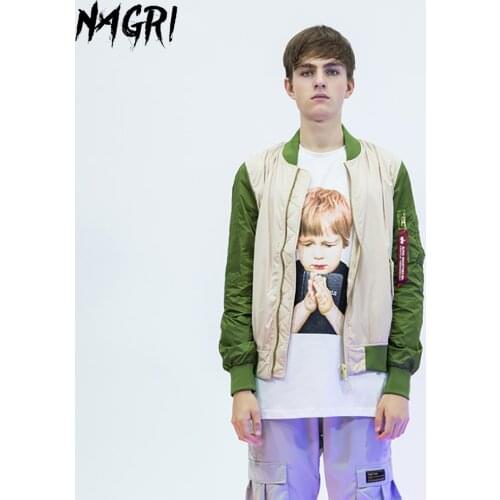 NAGRI Bomber Jacket Men Green Patchwork Military Pilot Jacket Double Side Wear Motorcycle Jacket Casual Winter