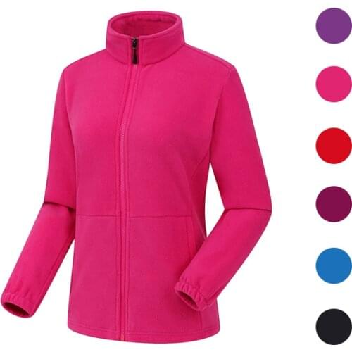 NANCY TINO Women Jacket for Outdoor Hiking Camping Cycling Fleece Thermal Warm Solid Color Stand Collar Zipper Couples Jackets