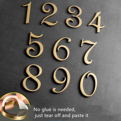 Brass Digital Stickers House Number Room Signboard Flower Home Accessories Wall Decoration House Number Digital With Glue