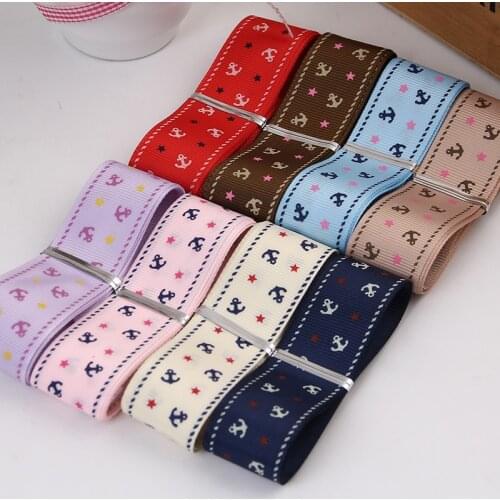 Hot sale 1 meter 1''(25mm) single face printed sea anchor grosgrain ribbon for Christmas/Wedding Decorative Gift Packing Crafts
