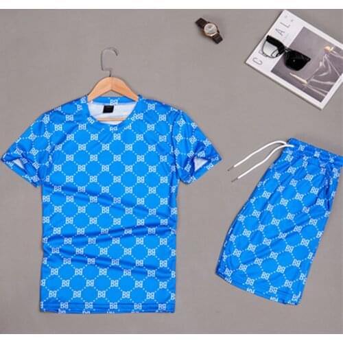 2021 Summer New Mens Large Size 3D Digital Printing Casual Fashion Breathable All-Match Trend T-Shirt Short Sleeve Shorts Set