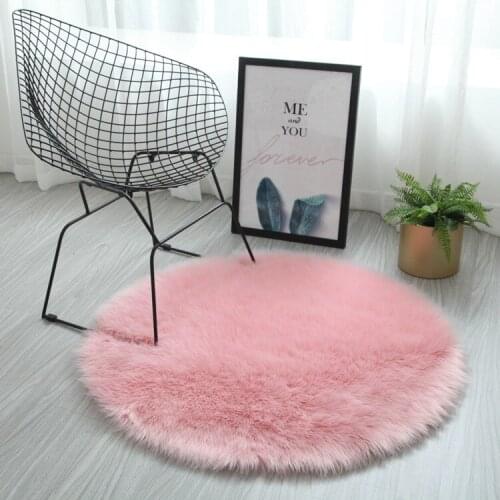 Soft Fluffy Round Carpet Faux Wool Warm Hairy Carpets Seat Artificial Fur Area Rug Bedroom Mat Living Room Home Decor