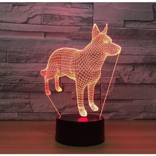 Doberman Pinscher 3D Night Lights 7 Colors Changing Led Novelty Luminaria Animal Dog Table Lamp Child Home Bedside Decor Gifts