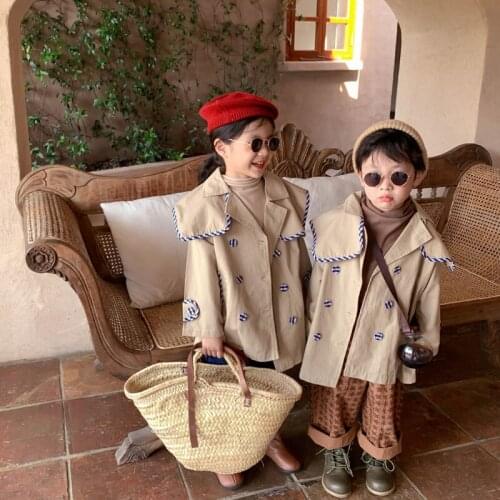 2021 Autumn And Winter New Korean ChildrenS Clothing Boys Girls Big Lapel Windbreaker Loose Casual Jacket Kids Windbreaker