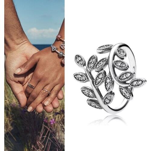 Original 925 кольцо Silver Pan Ring New Elegant Leaf Fold Pan Ring For Women Wedding Party Gift Fashion Jewelry