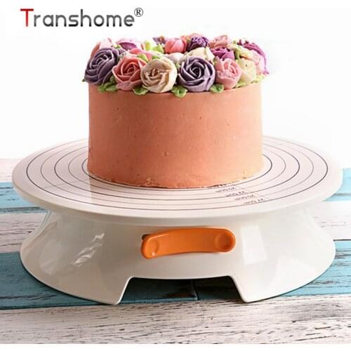 Transhome 12 Inch Cake Turntable Stand With Rotatable and Fixed Buttons Cake Stand Cake Plate Home Baking Tools For Cakes 2020