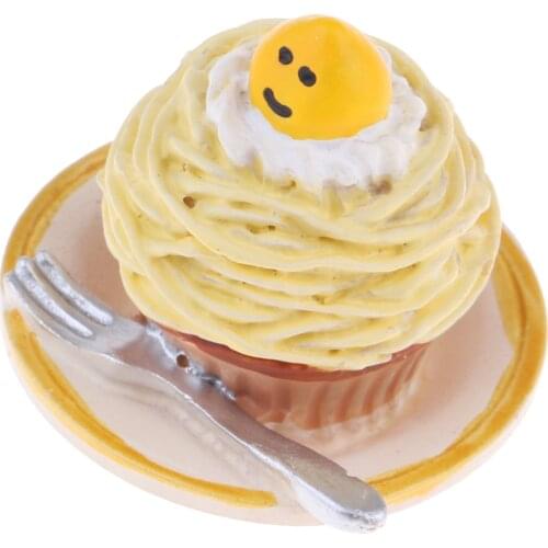 Kitchen Food Resin Face Cakes Model Dollhouse Miniature Dollhouse Kitchen Food Pretend Play Kitchen Toys