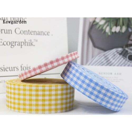 Kewgarden DIY Hair Bow Brooch Accessories Plaid Layering Cloth Fabric Ribbons 1.5" 1" 3/8" 38 25 10 mm Handmade Tape 10 Meters