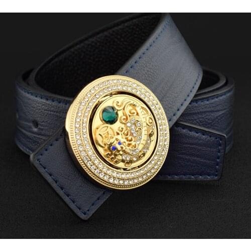 New Fashion 3.8cm wide belt men High Quality Rotate round buckle men brand luxury designer Waist Strap cintos masculinos