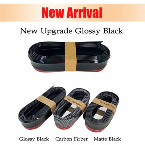 2.5M Car Front Bumper Lip Rubber Car Bumper Protectors Body Spoiler Glossy Exterior Mouldings Bumper Lips Car Accessories