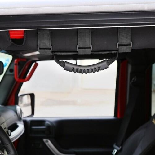 Car Roll Bar Grab Handle with Sunglasses Holder Storage Bag Armrest Pouch Bag Accessories for Jeep Wrangler Cj Tj Jk Jl Black