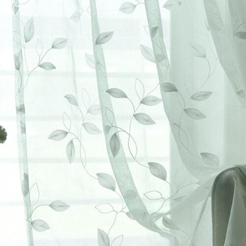 Modern Left Tulle Window Curtains For Living Room Bedroom White Embroidered Sheer Voile Curtains For Kitchen Drape Blinds Door
