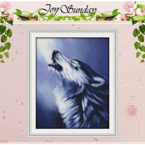 Wolf Howl Pattern Counted Cross Stitch 11CT 14CT Cross Stitch Set Wholesale Animals Cross-stitch Kits Embroidery Needlework