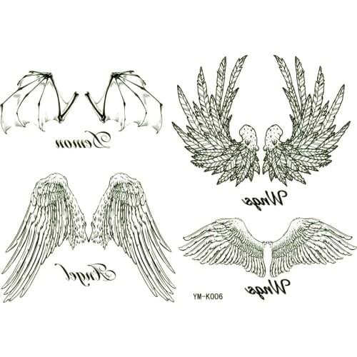 Angel wings waterproof temporary tattoos stickers men and women Neck back and arm tatoo taty henna tattoo
