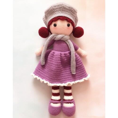 40cm Handmade Beret Girl Knitted Doll Christmas Birthday Easter Valentines Day Gift for Girls Baby Sleep Doll Home Decoration
