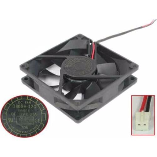 Yate Loon D80SH-12C DC 12V 0.21A 80x80x20mm 2-wire Server Cooling Fan