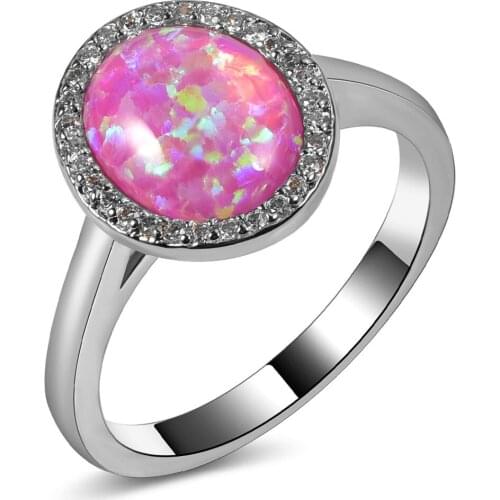 Hot Sale Exquisite Pink Fire Opal 925 Sterling Silver High Quantity Engagement Wedding Ring Size 5 6 7 8 9 10 11 A146
