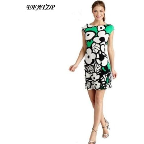 2015 Spring Runway Designer Dress Womens Short Sleeves green Flowers Print Plus Size XXL Straight Jersey Silk Dress
