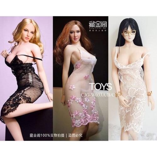 1:6PH UD JO female soldier black white pink sexy lace dress nightdress CJG-W033 in stock