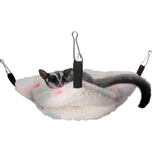 1pc 4 Colors Heart Winter Worm Short Plush Hamster Sugar Glider Hammock Squirrel Hanging Sleeping Bag Bed Cage Small Pet Supply
