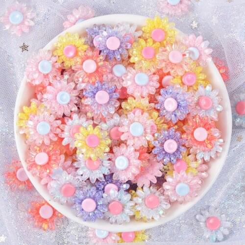 10pc 18mm Resin Crystal Flower Decoration Craft Flatback Cabochon Scrapbooking Fit Phone Headwear Embellishments Diy Accessories