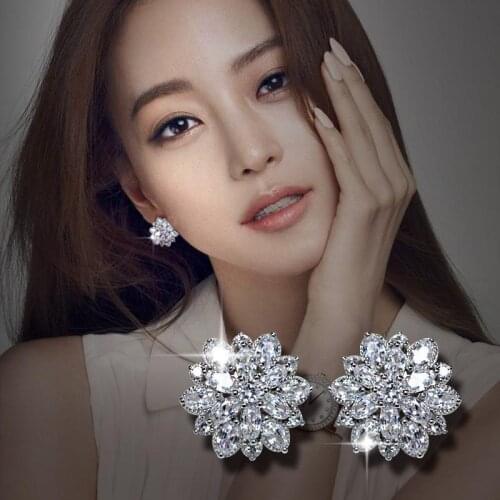 2020 New fashion Ultra-glittery luxury zircon flowers earrings for women trendy korea earings fashion jewelry